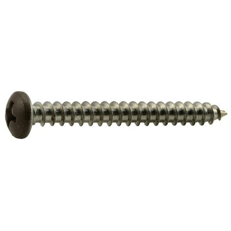 Midwest Fastener Sheet Metal Screw, #8 x 1-1/2 in, Painted 18-8 Stainless Steel Pan Head Phillips Drive, 100 PK 09111